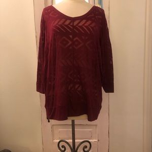 Ladies’ maroon top with3/4” sleeve size 18/20